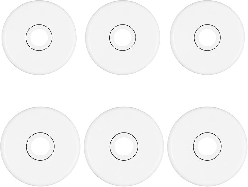 TNJPSEK 6 Pcs Wall Split Flange Round Escutcheon Plate Buckle, Plastic Plumbing Pipe Cover for Bathroom Sink Faucet Toilet Pipe, Escutcheon Plates for Ceiling Floor Kitchen Decor (2 Size) - Image 1